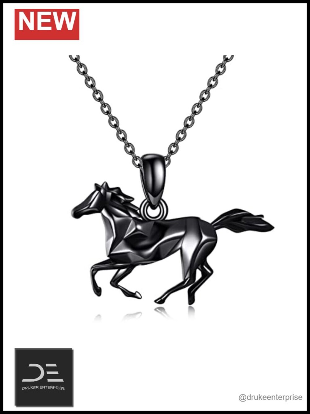 Sterling Silver Horse Pendant Necklace Women 18" Luxury Jewelry Gift